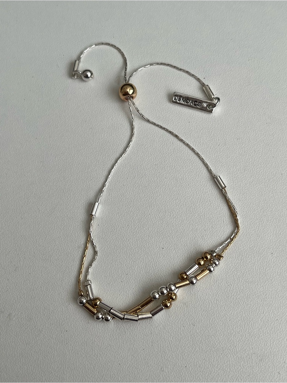 DEMDACO Silver Gold Dual Tone Beaded Simple Dainty Bracelet Adjustable